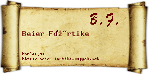 Beier Fürtike névjegykártya